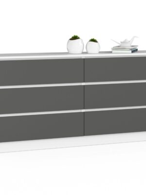 Ak furniture Komoda Kuba 160 cm 6 zásuviek biela/grafitová