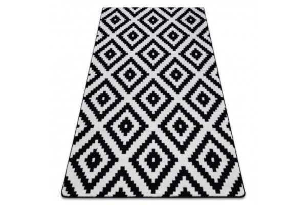 Dywany Lusczow Kusový koberec SKETCH PHILIP biely / čierny - štvorce