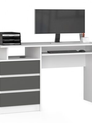 Ak furniture Volně stojící psací stůl CLP 135 cm bílý/grafitově šedý