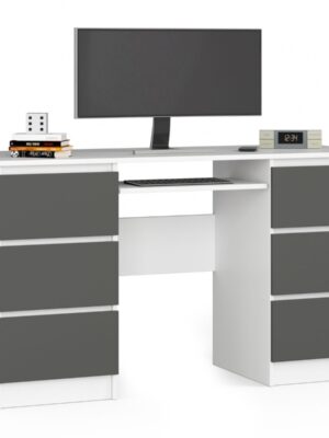 Ak furniture Psací stůl A-11 135 cm bílý/grafitově šedý