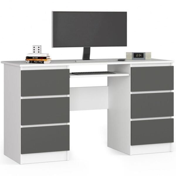 Ak furniture Psací stůl A-11 135 cm bílý/grafitově šedý