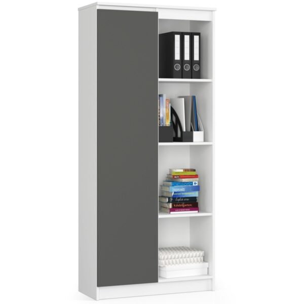 Ak furniture Knižnica R 80 cm CLP biela/grafit