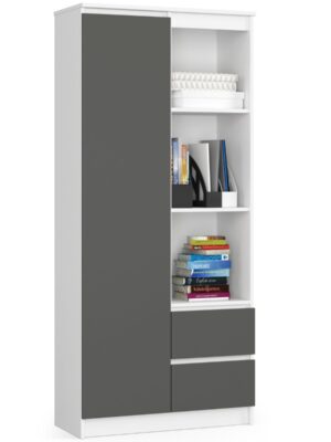 Ak furniture Knižnica R 80 cm CLP R11 biela/grafit