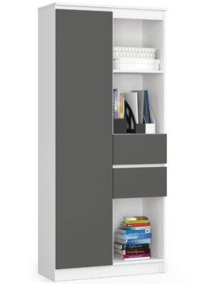 Ak furniture Knižnica R 80 cm CLP R15 biela/grafit