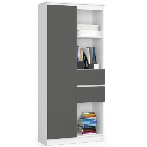 Ak furniture Knižnica R 80 cm CLP R15 biela/grafit