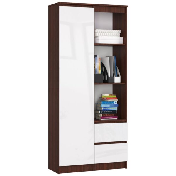 Ak furniture Skriňa Rexa 80 cm wenge/biela lesklá