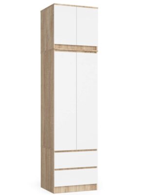 Ak furniture Šatníková skriňa s nástavcom STAR 234 cm biela/dub sonoma