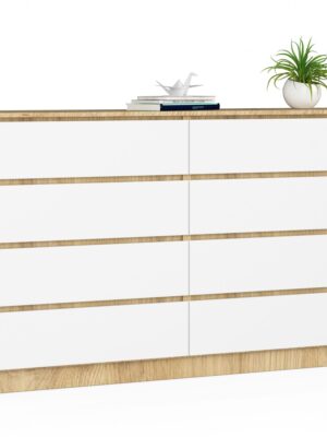 Ak furniture Komoda Kuba 160 cm 8 zásuviek dub artisan/biela