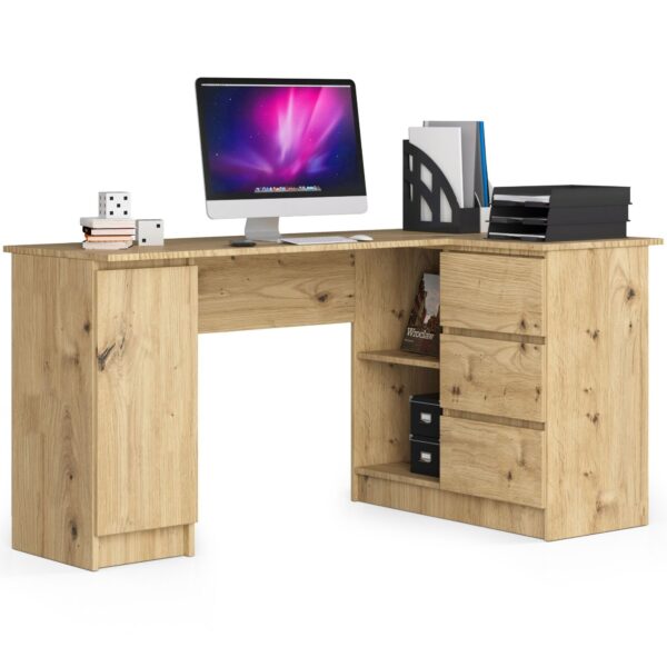 Ak furniture Rohový písací stôl B20 155 cm dub artisan pravý