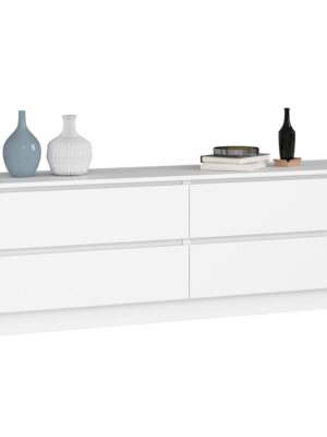 Ak furniture KOMODA Kuba 160 cm - 4 šuplíky - biela