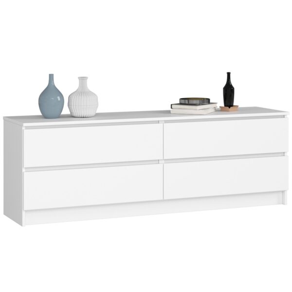 Ak furniture KOMODA Kuba 160 cm - 4 šuplíky - biela