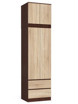 Ak furniture Šatníková skriňa s nástavcom Star 60 cm wenge/dub sonoma