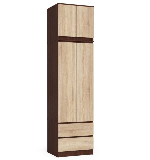 Ak furniture Šatníková skriňa s nástavcom Star 60 cm wenge/dub sonoma