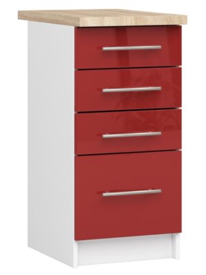 Ak furniture Kuchyňská skříňka Olivie S 40 cm 4S lesklá bílá/červená