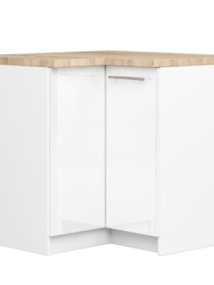 Ak furniture Kuchyňská rohová skříňka Olivie S 90 cm bílá/bílý lesk/dub sonoma