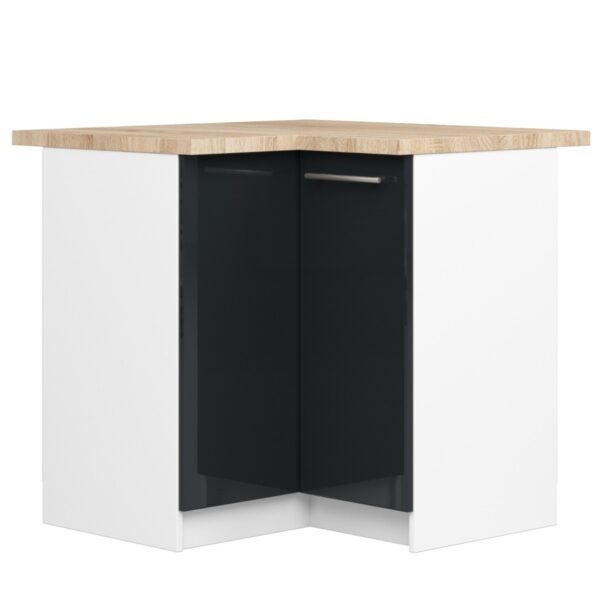 Ak furniture Kuchyňská rohová skříňka Olivie S 90 cm bílá/grafitový lesk/dub sonoma