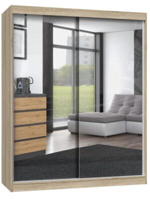 TP Living Šatníková skriňa s 2 zrkadlami IGA 160 cm dub sonoma