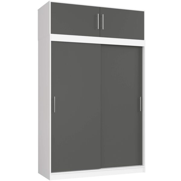 Ak furniture Šatní skříň s posuvnými dveřmi a nástavcem MONO CLP 150 cm bílá/grafitově šedá