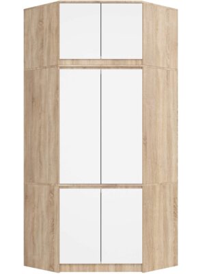 Ak furniture Rohová šatní skříň CLP 100 cm 6D dub sonoma/bílá