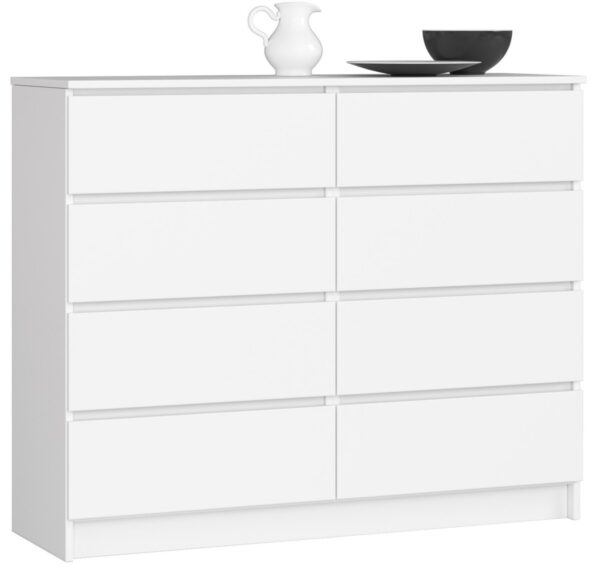 Ak furniture Komoda Kuba 120 cm 8 zásuviek biela