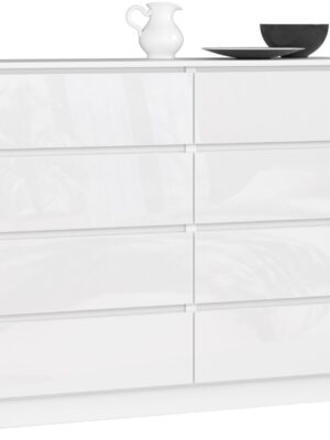 Ak furniture Komoda Kuba 120 cm 8 zásuviek biela lesk