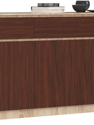 Ak furniture Komoda Karolína 140 cm 3 skrinky a 3 zásuvky / dub sonoma/wenge