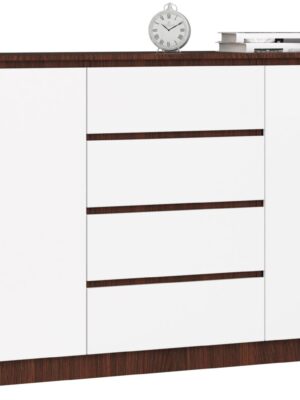 Ak furniture Komoda Kryštof 140 cm 2 skrinky a 4 zásuvky wenge/biela