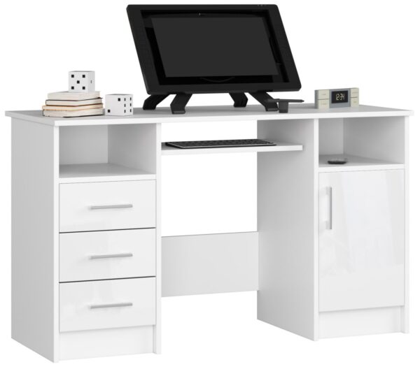 Ak furniture Volně stojící psací stůl Ana 124 cm bílý lesk