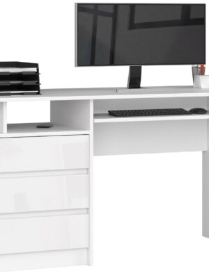 Ak furniture Volně stojící psací stůl CLP 135 cm bílý lesk