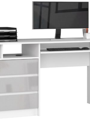 Ak furniture Volně stojící psací stůl CLP 135 cm bílý/světle šedý lesk