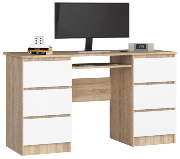 Ak furniture Písací stôl A-11 135 cm sonoma/biela