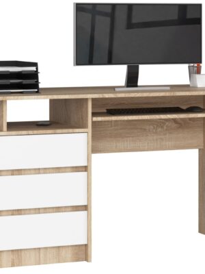 Ak furniture Volně stojící psací stůl CLP 135 cm dub sonoma/bílý