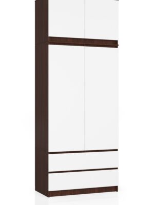 Ak furniture Šatníková skriňa s nadstavcom Star 90 cm wenge/biela