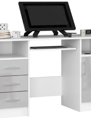 Ak furniture Volně stojící psací stůl Ana 124 cm bílý/světle šedý lesk