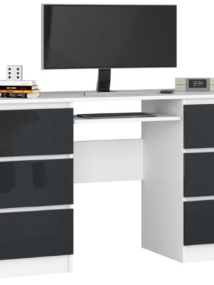 Ak furniture Písací stôl A-11 135 cm biely/grafitově šedý lesk