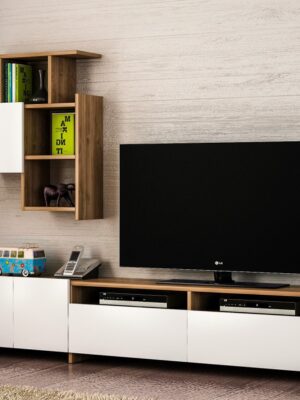 Kalune Design TV stěna MARIPOSA 180 cm bílá/ořech