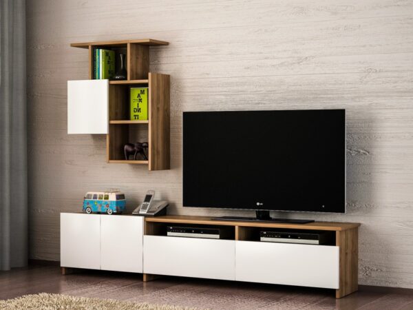 Kalune Design TV stěna MARIPOSA 180 cm bílá/ořech