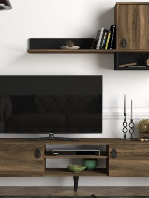 Kalune Design Obývací stěna ANTHES 1 180 cm ořech/černá