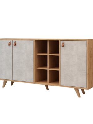 Hanah Home Komoda Pagina III 140 cm dub craft zlatý/beton