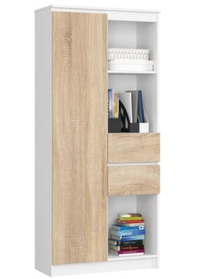 Ak furniture Skriňa Rexa II 80 cm biela/dub sonoma