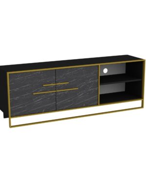 Kalune Design TV stolek POLKA 160 cm černý/zlatý