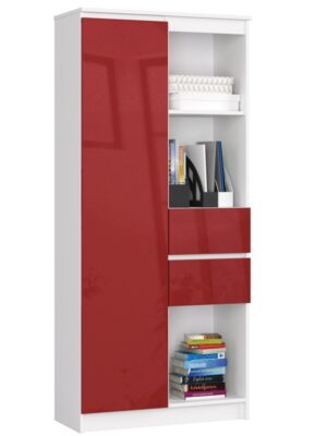 Ak furniture Skriňa Rexa II 80 cm biela/červená