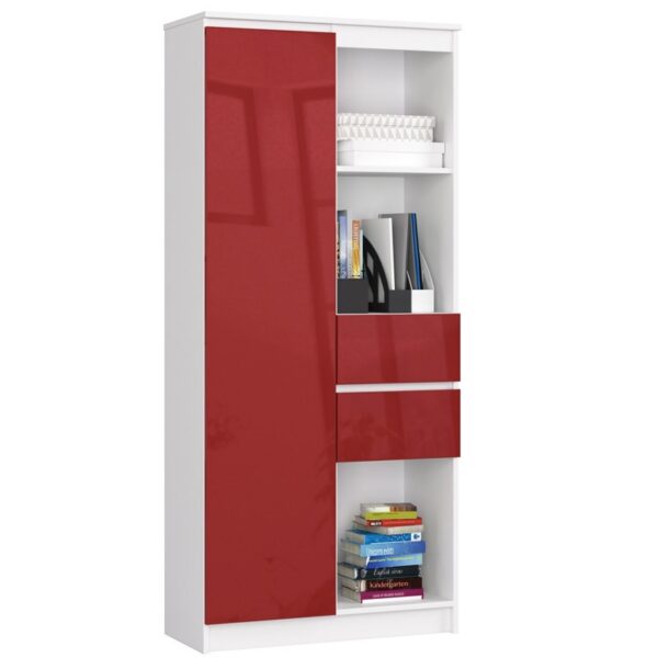 Ak furniture Skriňa Rexa II 80 cm biela/červená