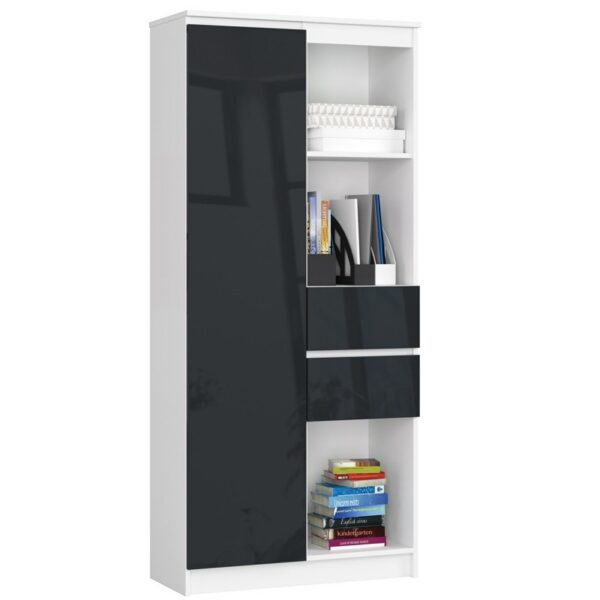 Ak furniture Skriňa Rexa II 80 cm biela/grafitový lesk