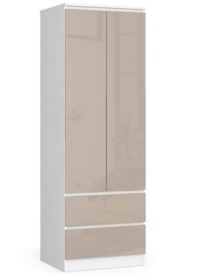 Ak furniture Šatníková skriňa Star 60 cm biela/cappuccino lesk