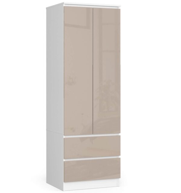 Ak furniture Šatníková skriňa Star 60 cm biela/cappuccino lesk