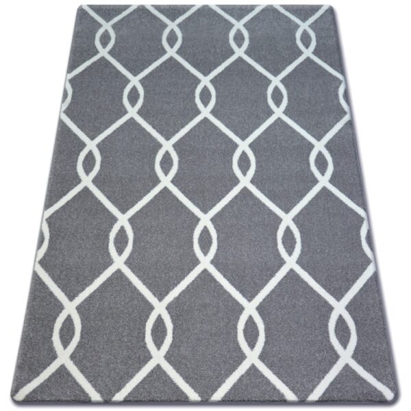 Dywany Lusczow Kusový koberec SKETCH MARK sivý/biely trellis