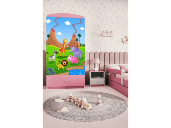 Kocot kids Detská skriňa Babydreams 90 cm safari ružová