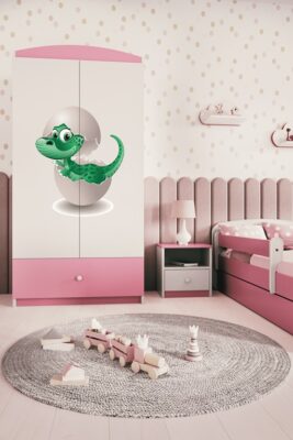 Kocot kids Detská skriňa Babydreams 90 cm dinosaurus ružová